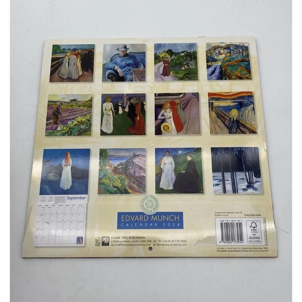 Edvard Munch Wall Calendar 2024 Art Calendar by Flame Tree Studio English Sealed